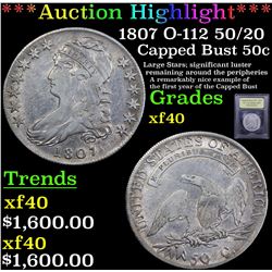 ***Auction Highlight*** 1807 O-112 50/20 Capped Bust Half Dollar 50c Graded xf By USCG (fc)