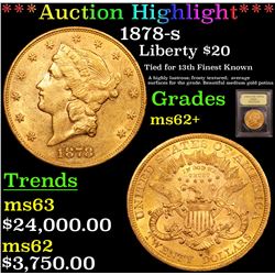 ***Auction Highlight*** 1878-s Gold Liberty Double Eagle $20 Graded Select Unc By USCG (fc)