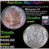 Image 1 : ***Auction Highlight*** 1921-d Rainbow Toned Vam 1QC R5 Morgan Dollar $1 Graded GEM Unc By USCG (fc)
