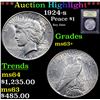 Image 1 : ***Auction Highlight*** 1924-s Peace Dollar $1 Graded Select+ Unc By USCG (fc)