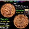 Image 1 : ***Auction Highlight*** 1887 Indian Cent 1c Graded GEM Unc RB By USCG (fc)