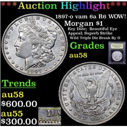 ***Auction Highlight*** 1897-o vam 6a R6 WOW! Morgan Dollar $1 Graded Choice AU/BU Slider By USCG (f
