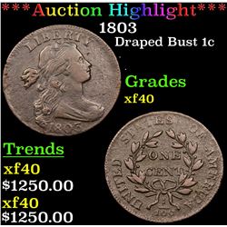 ***Auction Highlight*** 1803 Draped Bust Lg Cent 1c Graded xf By USCG (fc)