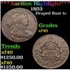 Image 1 : ***Auction Highlight*** 1803 Draped Bust Lg Cent 1c Graded xf By USCG (fc)