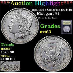***Auction Highlight*** 1889/1889-o Vam 6 Top 100 I4 R5 Morgan Dollar $1 Graded Select Unc By USCG (