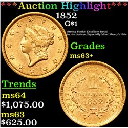 ***Auction Highlight*** 1852 Gold Dollar $1 Grades Select+ Unc (fc)