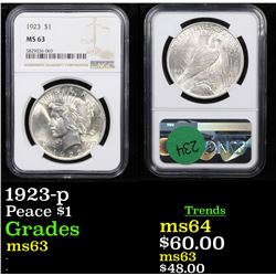 1923-p Peace Dollar $1 Graded ms63 By NGC