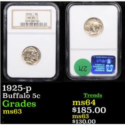NGC 1925-p Buffalo Nickel 5c Graded ms63 By NGC