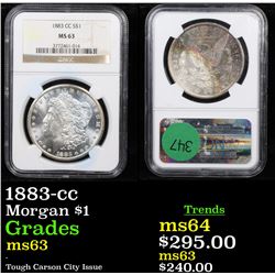 NGC 1883-cc Morgan Dollar $1 Graded ms63 By NGC