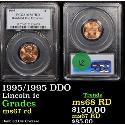 PCGS 1995/1995 DDO Lincoln Cent 1c Graded ms67 rd By PCGS