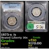 Image 1 : PCGS 1875-s /s Twenty Cent Piece 20c Graded vg10 By PCGS