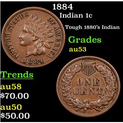 1884 Indian Cent 1c Grades Select AU