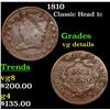 Image 1 : 1810 Classic Head Large Cent 1c Grades vg details