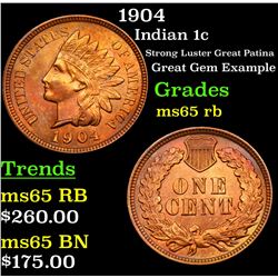 1904 Indian Cent 1c Grades GEM Unc RB