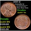 Image 1 : 1927-d Lincoln Cent 1c Grades Choice+ Unc BN