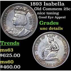 1893 Isabella Isabella Quarter 25c Grades Unc Details
