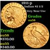 Image 1 : 1911-p Gold Indian Quarter Eagle $2 1/2 Grades Choice AU/BU Slider