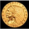 Image 2 : 1911-p Gold Indian Quarter Eagle $2 1/2 Grades Choice AU/BU Slider