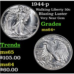 1944-p Walking Liberty Half Dollar 50c Grades Choice+ Unc
