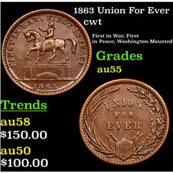 1863 Union For Ever Civil War Token 1c Grades Choice AU