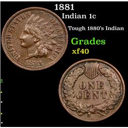 1881 Indian Cent 1c Grades xf