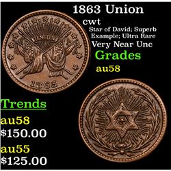 1863 Union Civil War Token 1c Grades Choice AU/BU Slider