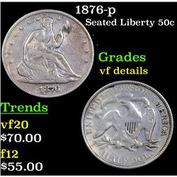 1876-p Seated Half Dollar 50c Grades vf details