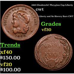 1863 Glaubrecht' Phrygian Cap Liberty Civil War Token 1c Grades vf++