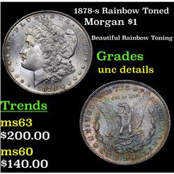 1878-s Rainbow Toned Morgan Dollar $1 Grades Unc Details