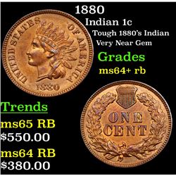 1880 Indian Cent 1c Grades Choice+ Unc RB