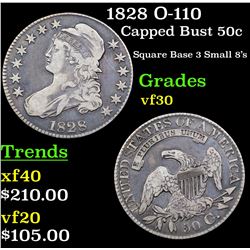 1828 O-110 Capped Bust Half Dollar 50c Grades vf++