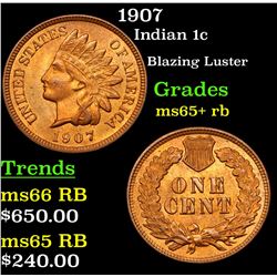 1907 Indian Cent 1c Grades Gem+ Unc RB