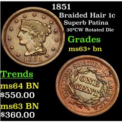 1851 Braided Hair Large Cent 1c Grades Select+ Unc BN