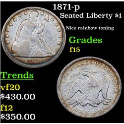 1871-p Seated Liberty Dollar $1 Grades f+