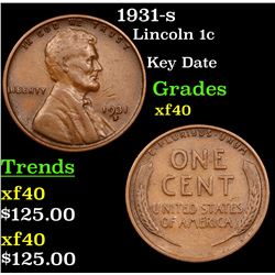 1931-s Lincoln Cent 1c Grades xf