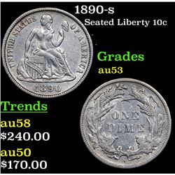 1890-s Seated Liberty Dime 10c Grades Select AU