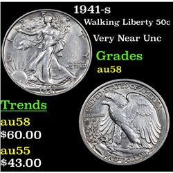 1941-s Walking Liberty Half Dollar 50c Grades Choice AU/BU Slider