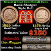 Image 1 : Mixed small cents 1c orig shotgun roll, 1858 Flying Eagle Cent, 1889 Indian Cent other end, McDonald