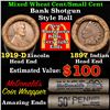 Image 1 : Mixed small cents 1c orig shotgun roll, 1919-d Wheat Cent, 1897 Indian Cent other end, McDonalds Wra