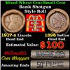 Image 1 : Mixed small cents 1c orig shotgun roll, 1917-s Wheat Cent, 1896 Indian Cent other end, McDonalds Wra