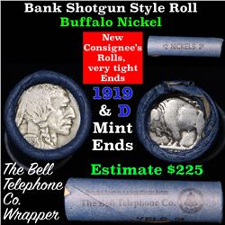 Buffalo Nickel Shotgun Roll in Old Bank Style 'Bell Telephone'  Wrapper 1919 & d Mint Ends