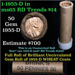 Uncirculated 1c orig shotgun roll, 1955-d