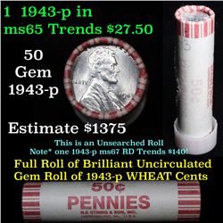Uncirculated 1c orig shotgun roll, 1943-p in N.F. String & Son wrapper