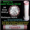 Image 1 : Uncirculated 1c orig shotgun roll, 1943-p in N.F. String & Son wrapper