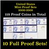 Image 1 : Group of 10 United States Mint Proof Sets 2000-2009 118 Coins
