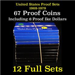 Group of 12 United States Proof Sets 1968-1979 67 Coins