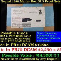 ***Auction Highlight*** Original sealed box 5- 1980 United States Mint Proof Sets  (fc)