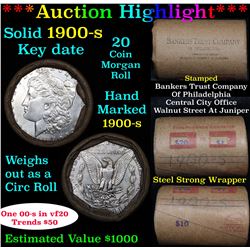***Auction Highlight*** Full solid date 1900-s Morgan silver dollar roll, 20 coins (fc)
