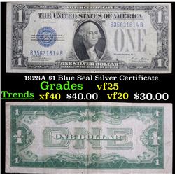 1928A $1 Blue Seal Silver Certificate Grades vf+