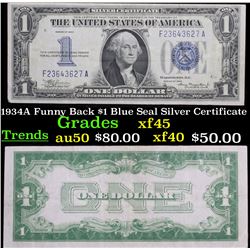1934A Funny Back $1 Blue Seal Silver Certificate Grades xf+